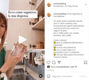 instagram reel organizzazione dispensa